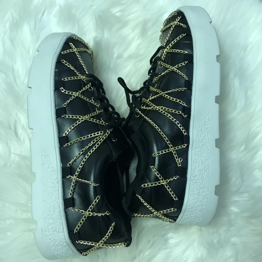 Women’s Black with Gold Chain Sneakers